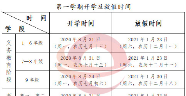 最新开学时间